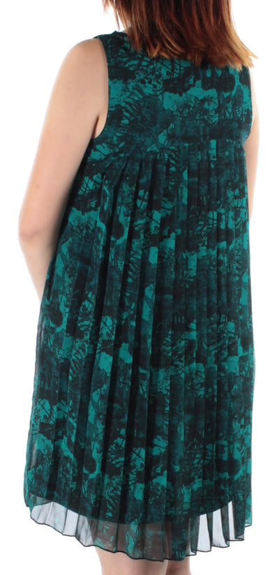 KENSIE Womens Teal Printed Sleeveless Jewel Neck Above The Knee Shift Dress