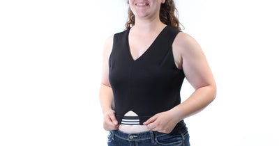 KIIND OF Womens Black Cut Out Sleeveless V Neck Crop Top