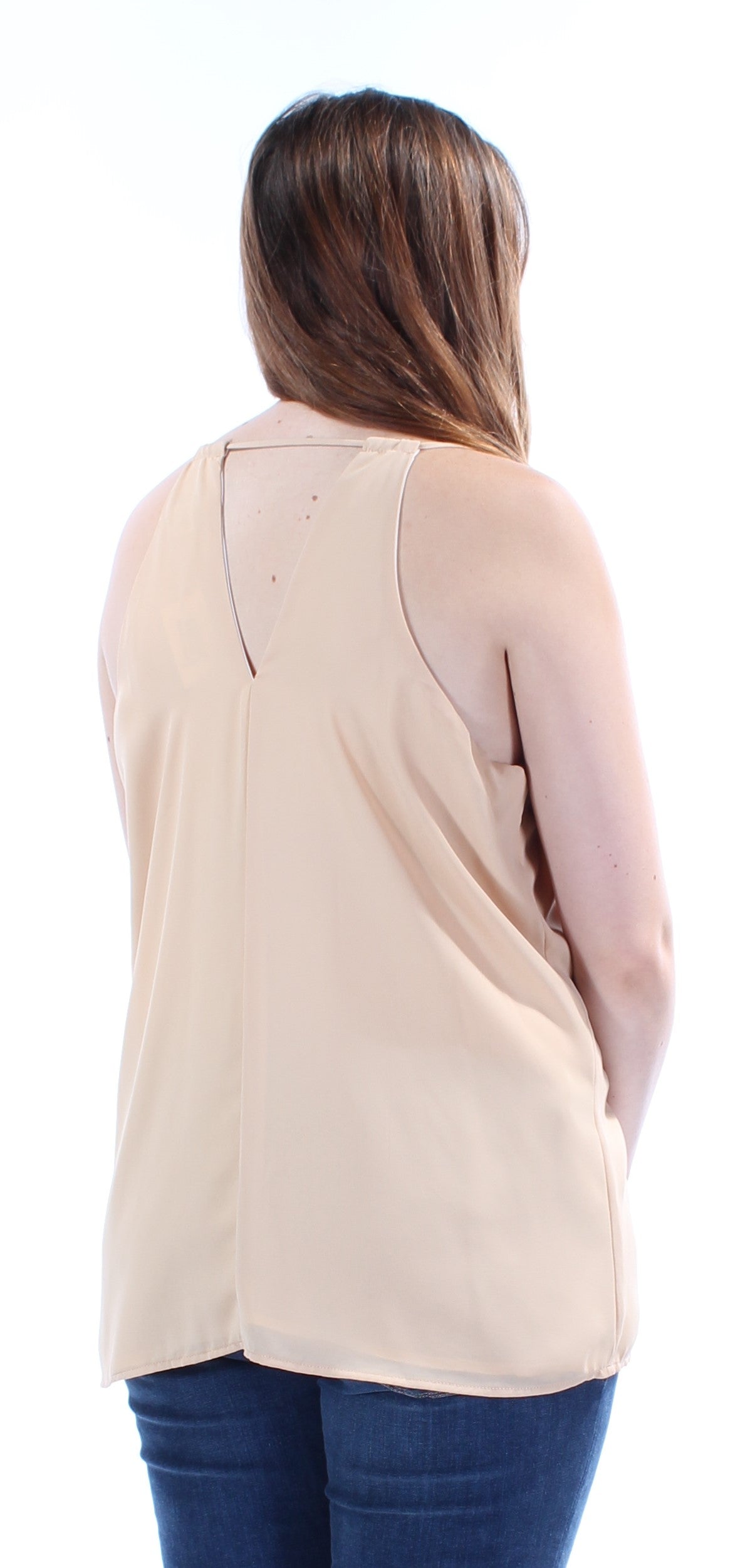 BAR III Womens Beige Spaghetti Strap V Neck Top