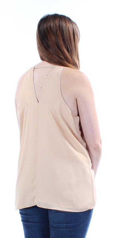 BAR III Womens Beige Spaghetti Strap V Neck Top