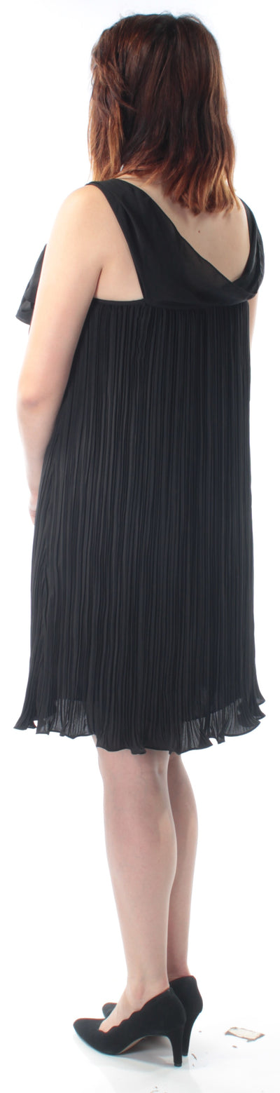 RACHEL ROY Womens Black Tie Sleeveless Asymmetrical Neckline Knee Length Shift Dress