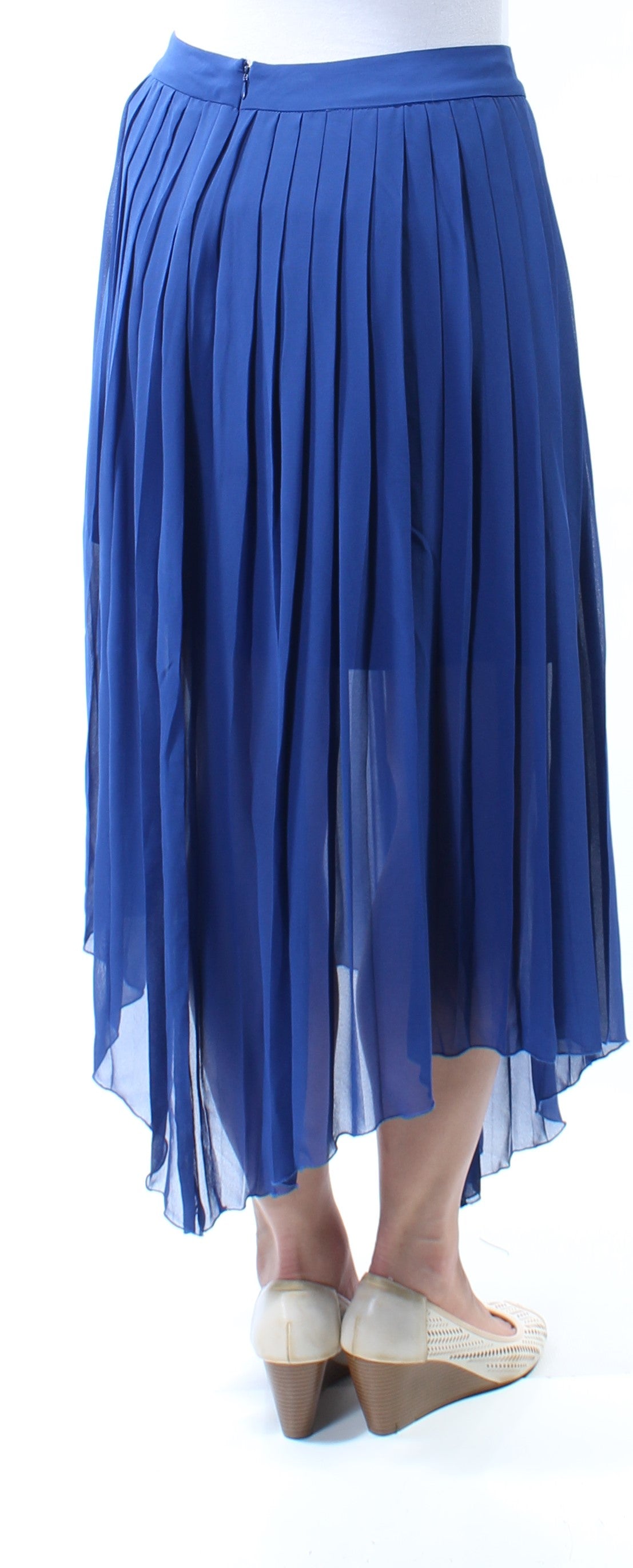 KENSIE Womens Blue Pleated Maxi Hi-Lo Skirt