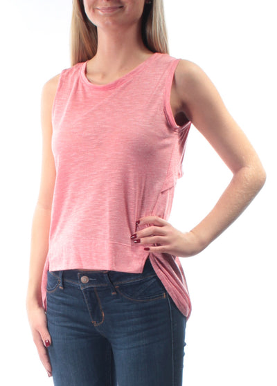 KIIND OF Womens Pink Sleeveless Jewel Neck Hi-Lo Top