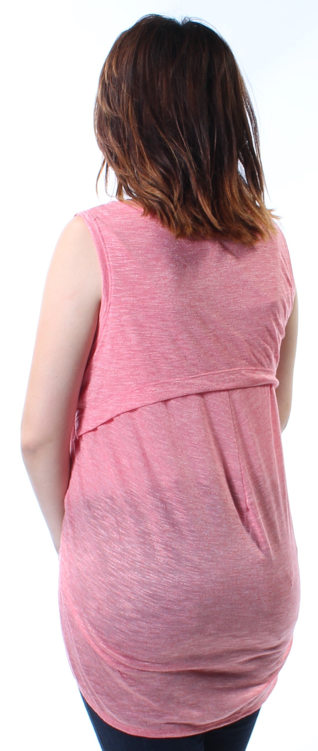 KIIND OF Womens Pink Sleeveless Jewel Neck Hi-Lo Top