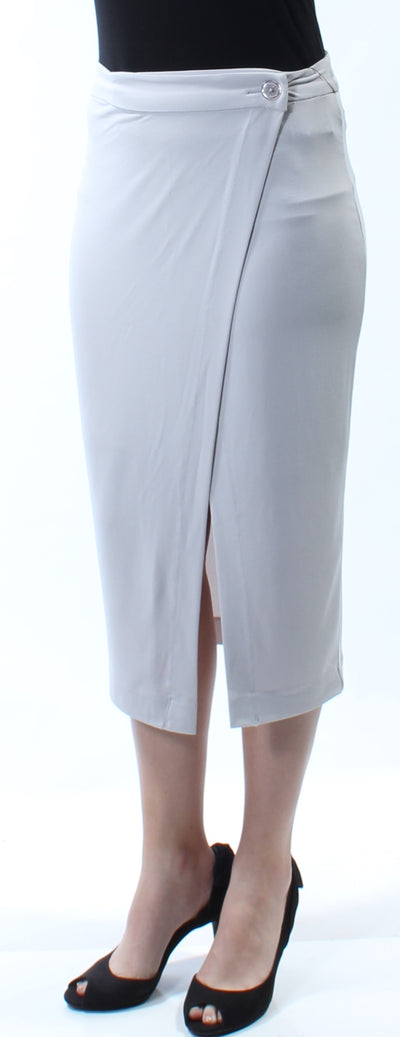 KIIND OF Womens Gray Below The Knee Pencil Skirt