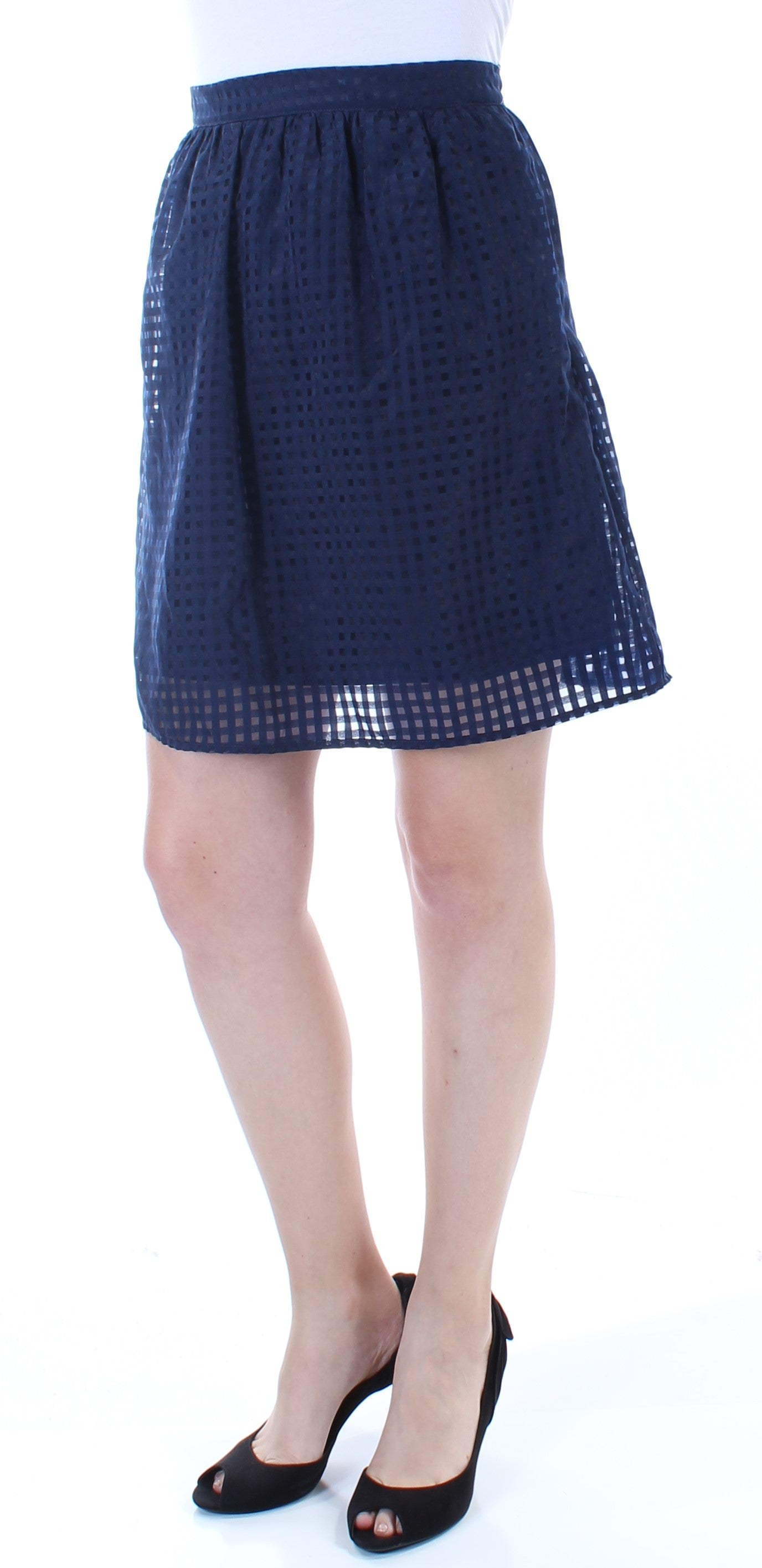 MAISON JULES Womens Navy Gathered Zippered Above The Knee A-Line Skirt