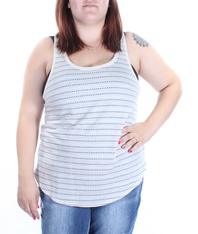 LUCKY BRAND Womens Ivory Striped T-Shirt