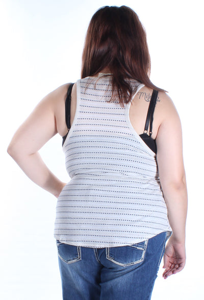 LUCKY BRAND Womens Ivory Striped T-Shirt