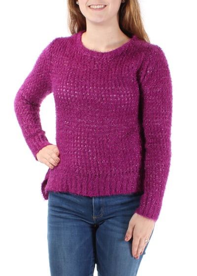 RAMPAGE Womens Purple Long Sleeve Scoop Neck Sweater