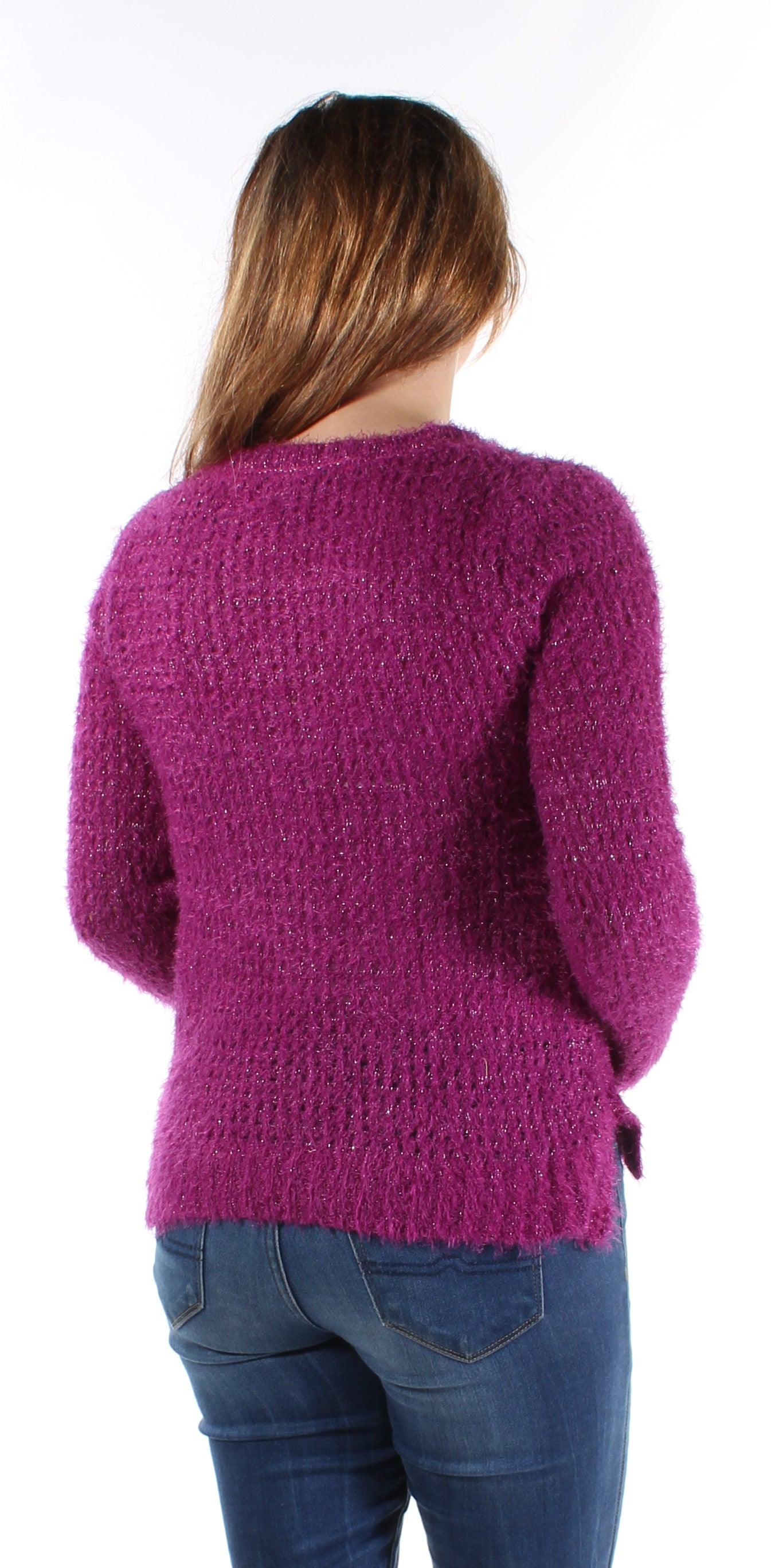 RAMPAGE Womens Purple Long Sleeve Scoop Neck Sweater