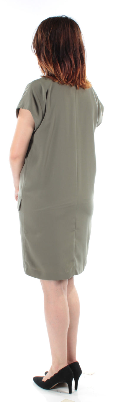 BAR III Womens Green Sleeveless V Neck Above The Knee Sheath Dress