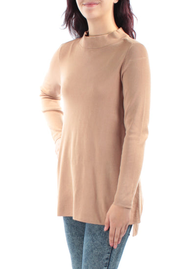 ALFANI Womens Brown 3/4 Sleeve Turtle Neck Top