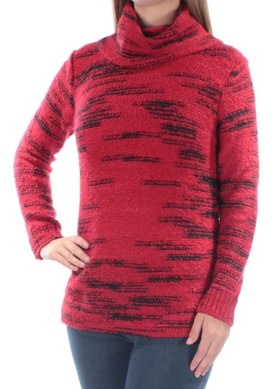 KENSIE Womens Red Sheer  Knitted Long Sleeve Cowl Neck Sweater