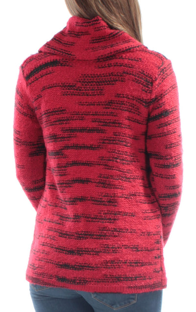 KENSIE Womens Red Sheer  Knitted Long Sleeve Cowl Neck Sweater