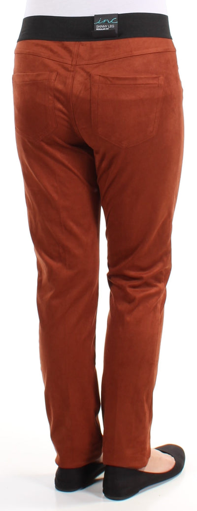 INC Womens Brown Faux Suede Skinny Pants