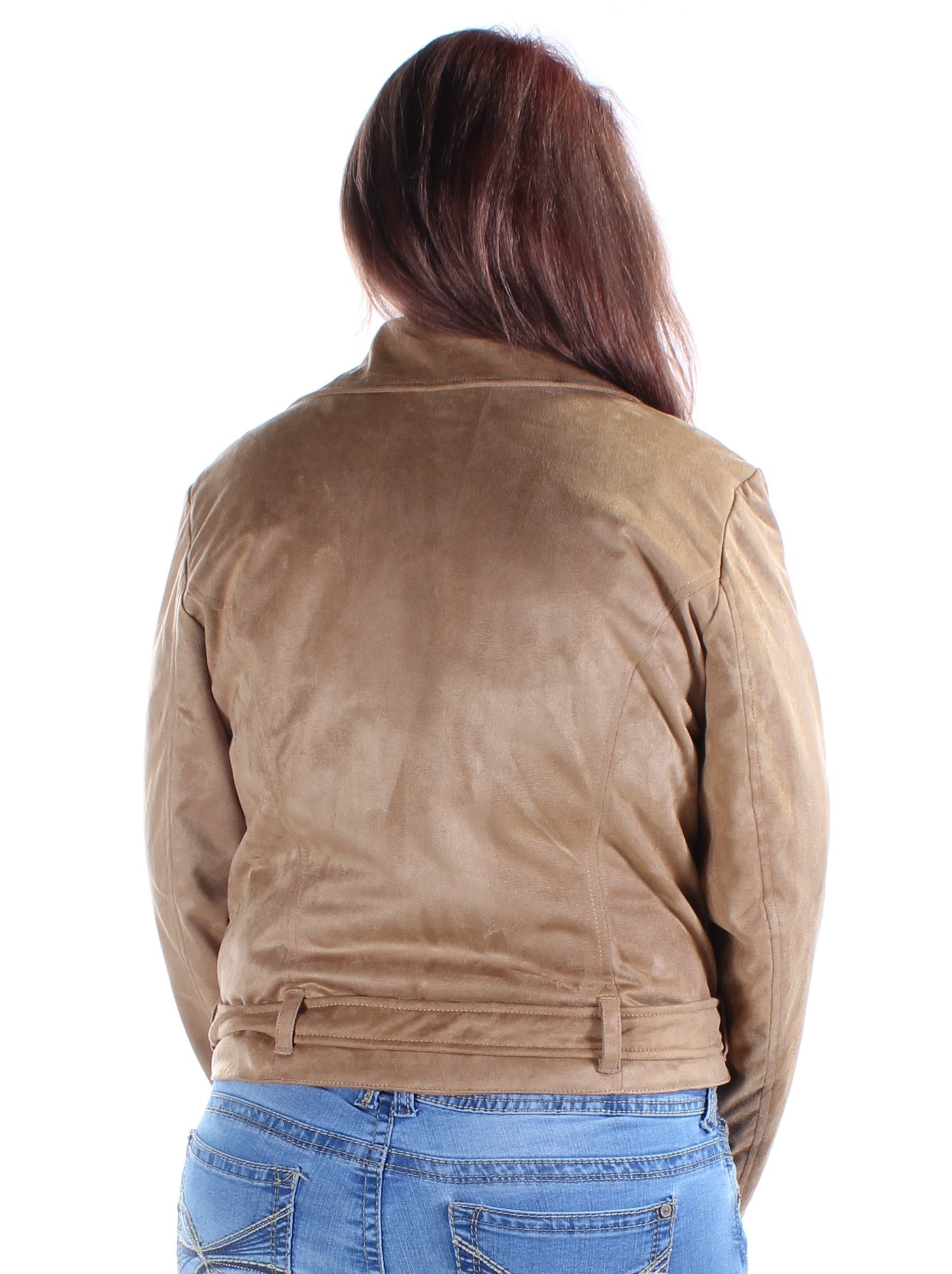 WILDFLOWER Womens Brown Faux Suede Bomber Jacket