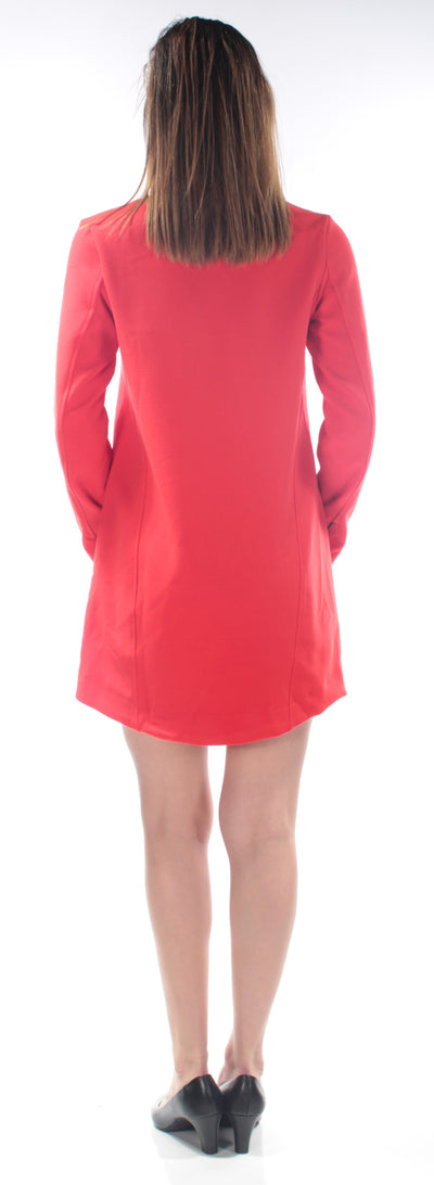 RACHEL ROY Womens Red Long Sleeve V Neck Mini Party Shift Dress