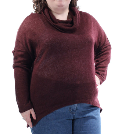 BAR III Womens Burgundy Dolman Sleeve Cowl Neck Top