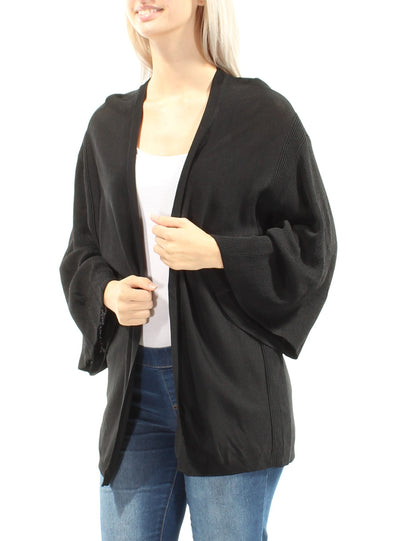 MAX STUDIO Womens Black Bell Sleeve Open Cardigan Top