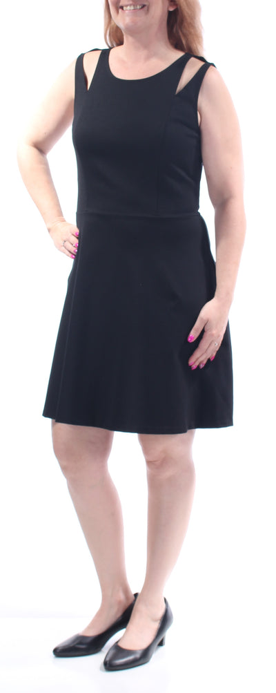 BAR III Womens Black Cut Out Sleeveless Jewel Neck Above The Knee Sheath Dress