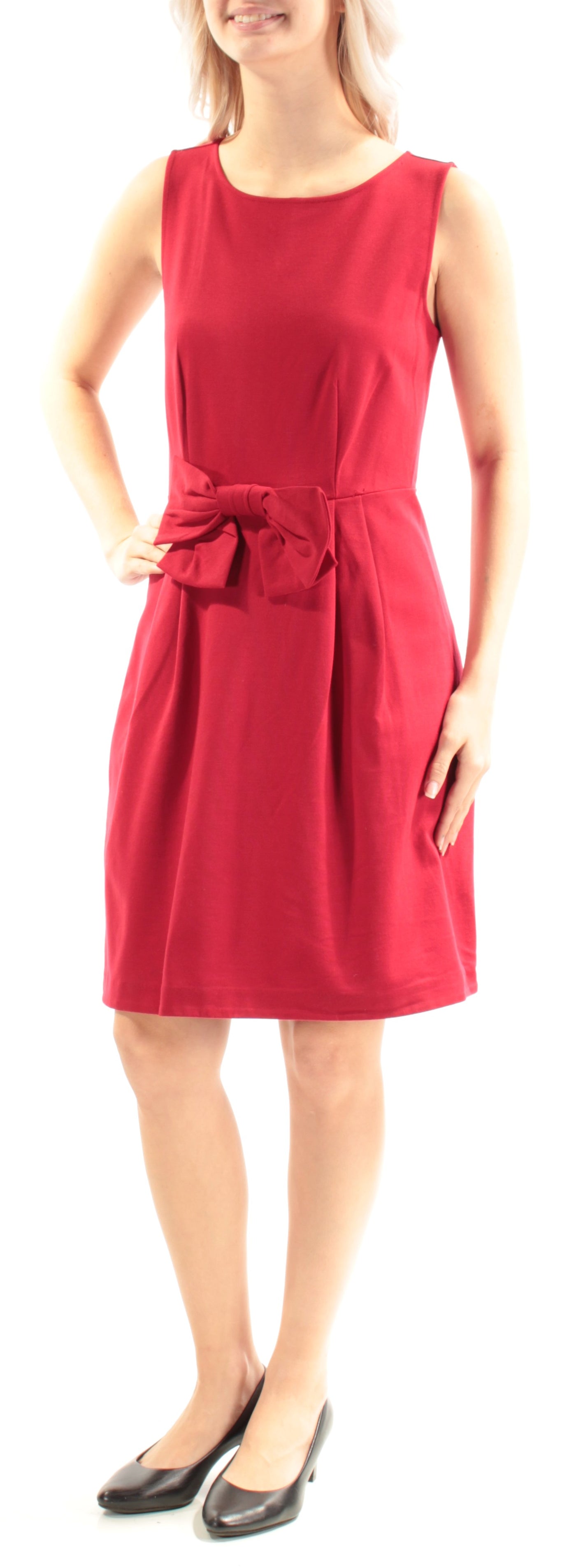 MAISON JULES Womens Sleeveless Jewel Neck Knee Length Sheath Dress