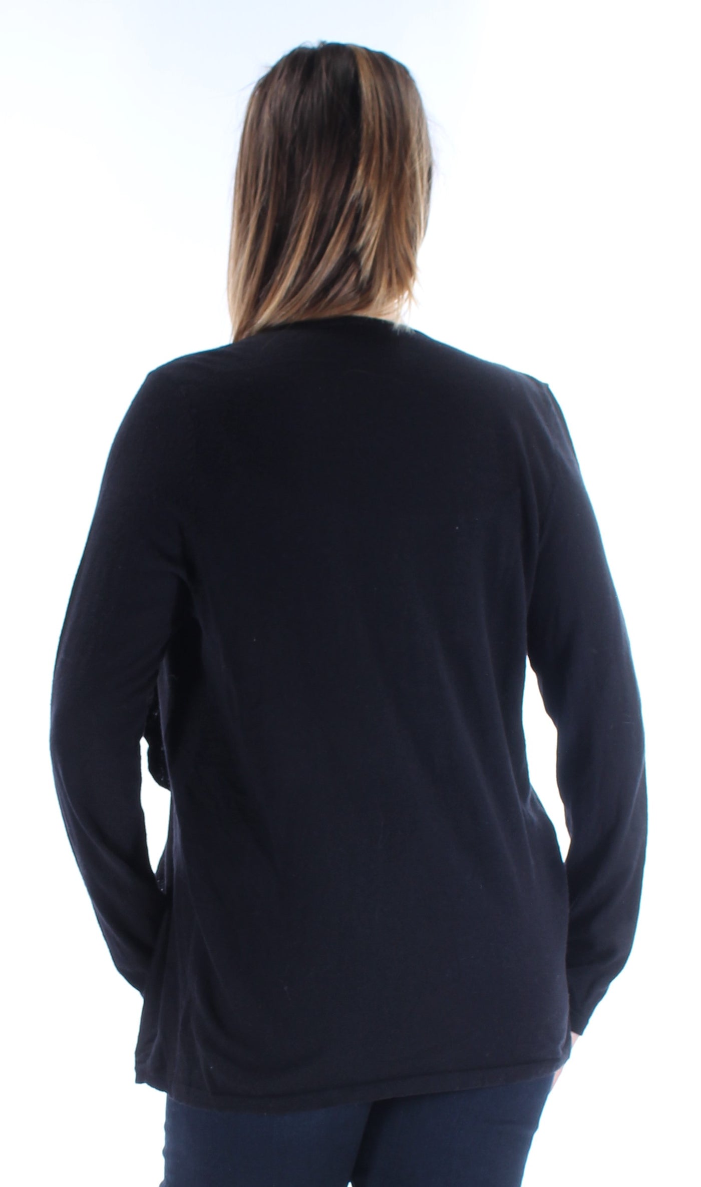 INC Womens Black Drape Neck Long Sleeve Cowl Neck Wrap Dress Faux Wrap Sweater
