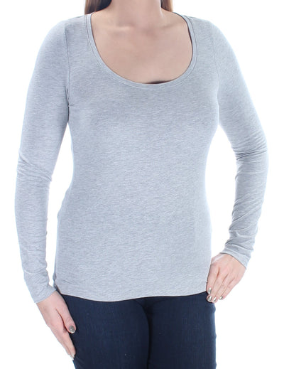 ENERGIE Womens Gray Long Sleeve Scoop Neck Top