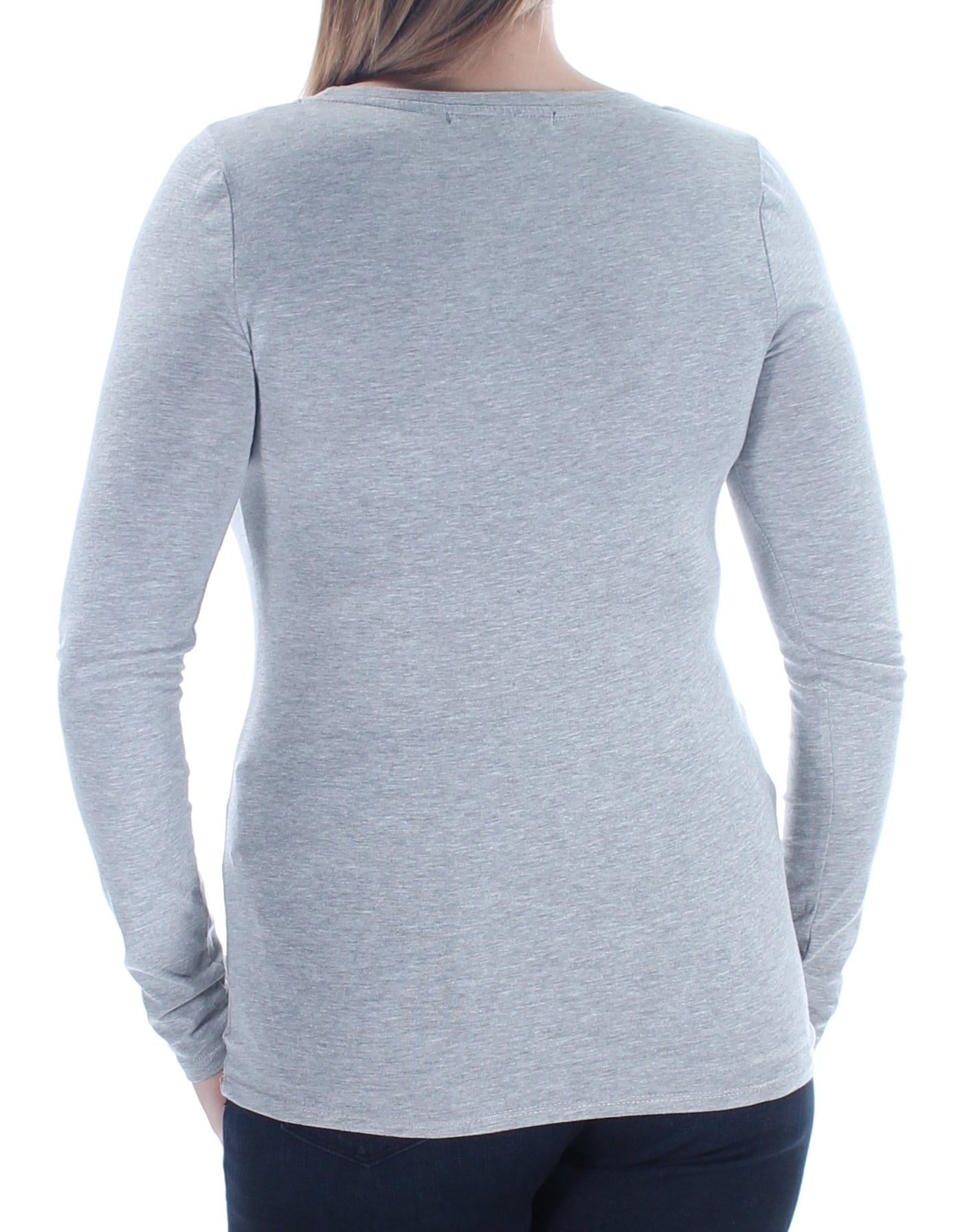 ENERGIE Womens Gray Long Sleeve Scoop Neck Top