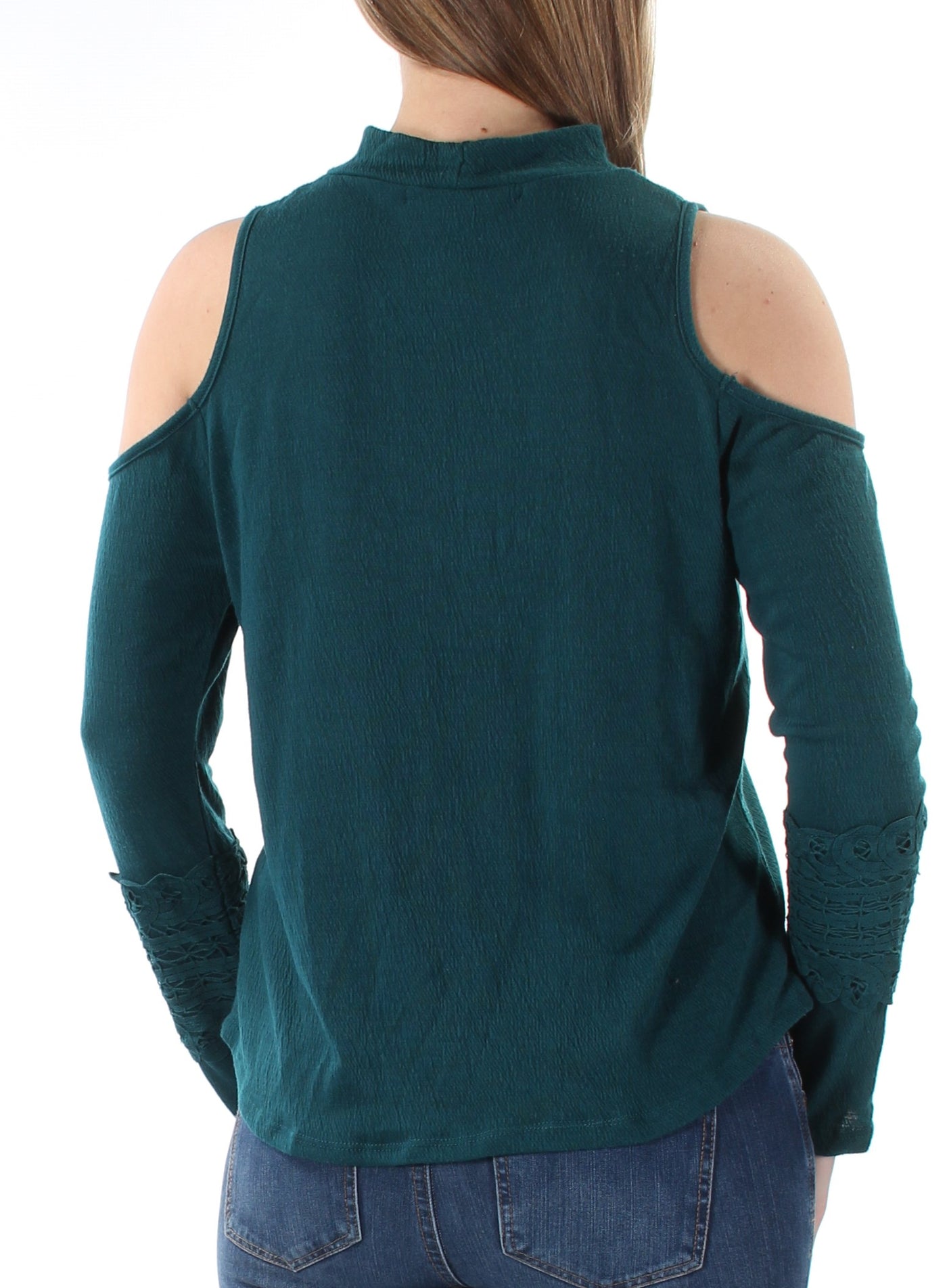 AMERICAN RAG Womens Teal Cut Out Long Sleeve Turtle Neck Top