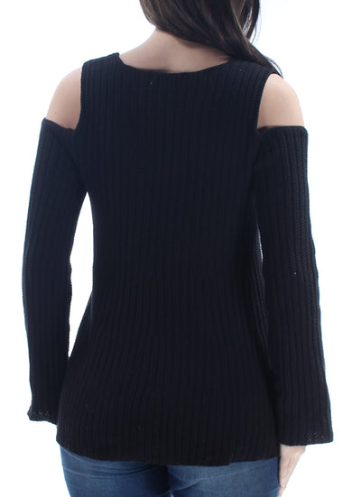 STYLE & COMPANY Womens Black Wide Ribbed Long Sleeve Scoop Neck Sweater