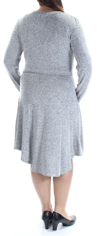 BAR III Womens Gray Long Sleeve Below The Knee Trapeze Dress Size: XL