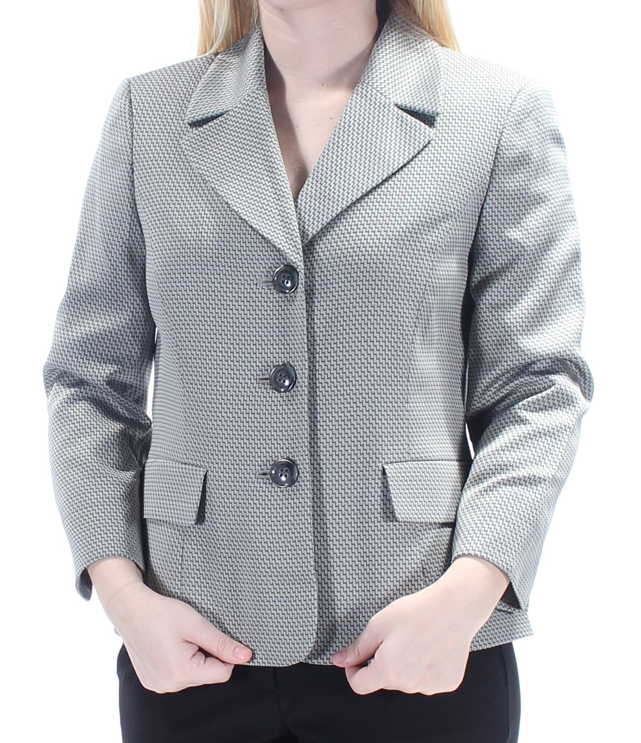 LE SUIT Womens Gray Collared Wear To Work Blazer Jacket