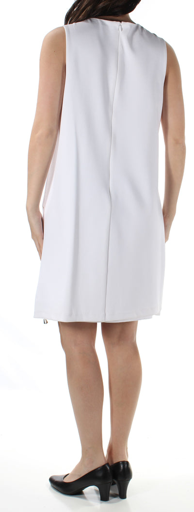 CECE Womens White Eyelet Sleeveless Jewel Neck Above The Knee Dress