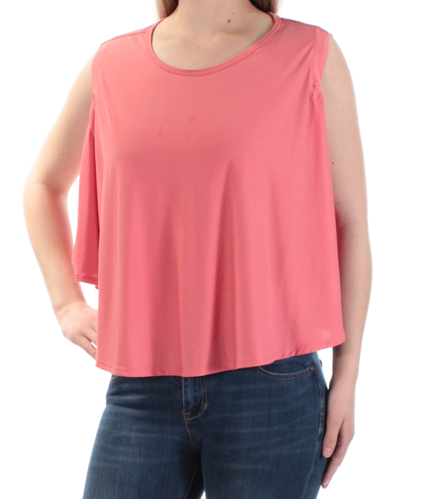 CATHERINE MALANDRINO Womens Coral Sleeveless Scoop Neck Top