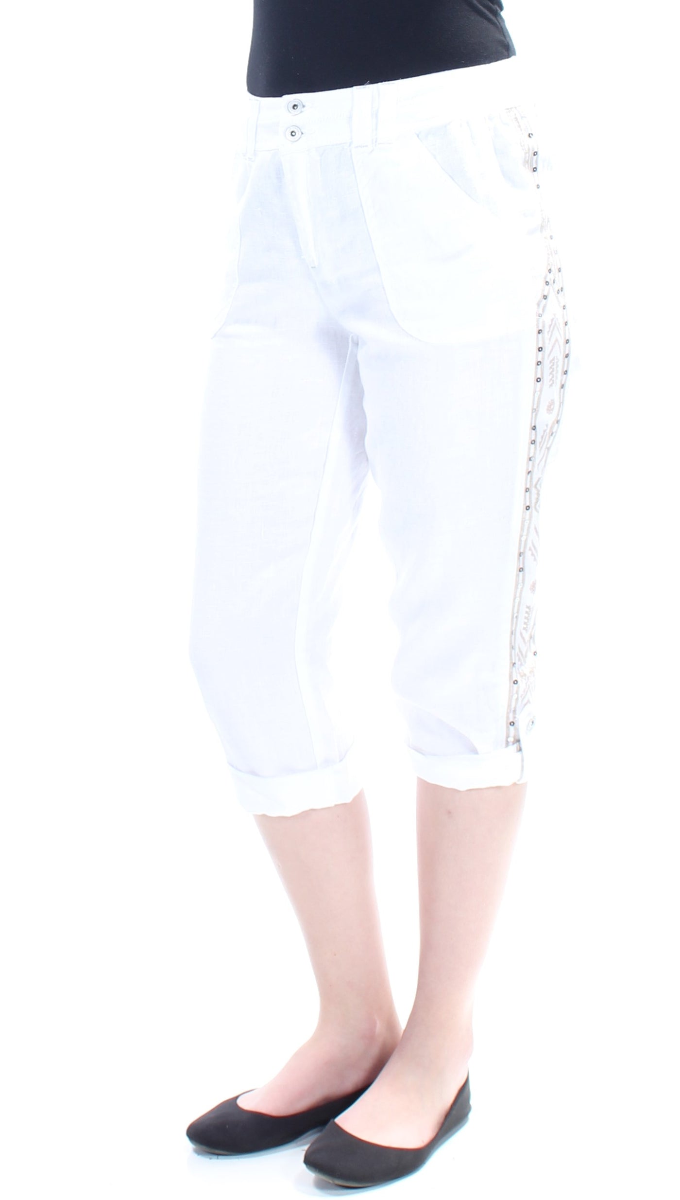 INC Womens White Embellished  Sequin Pants