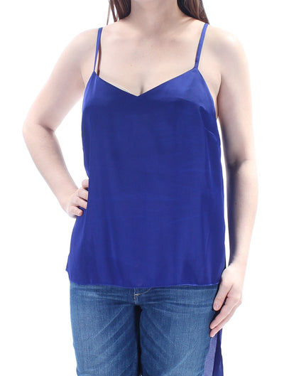 KENSIE Womens Blue Spaghetti Strap V Neck Intimates Hi-Lo Top