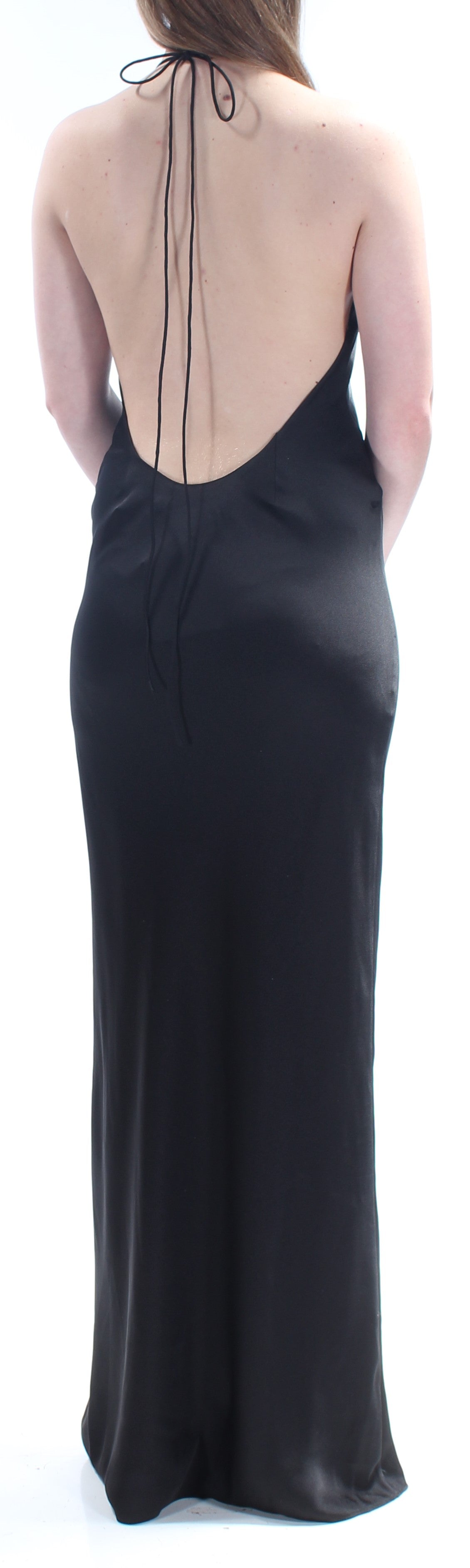 FAME AND PARTNERS Womens Black Spaghetti Strap Scoop Neck Full-Length Evening Sheath Dress 4