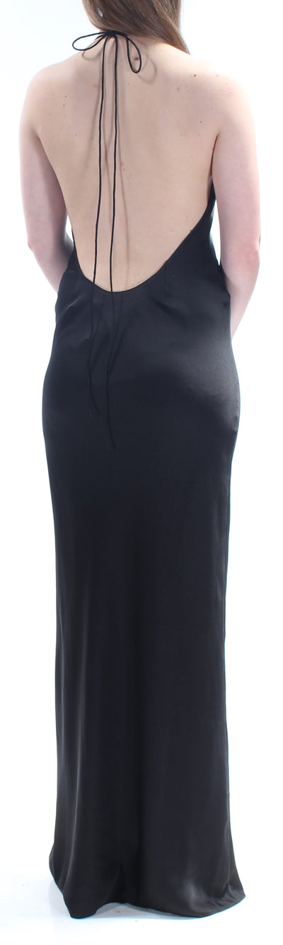 FAME AND PARTNERS Womens Black Spaghetti Strap Scoop Neck Full-Length Evening Sheath Dress 4