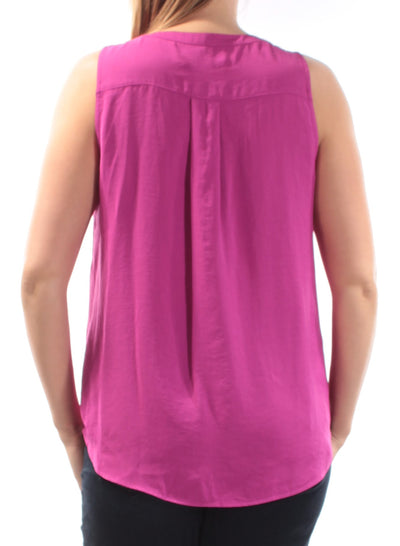 INC Womens Purple Tie Pocketed Sleeveless V Neck Top