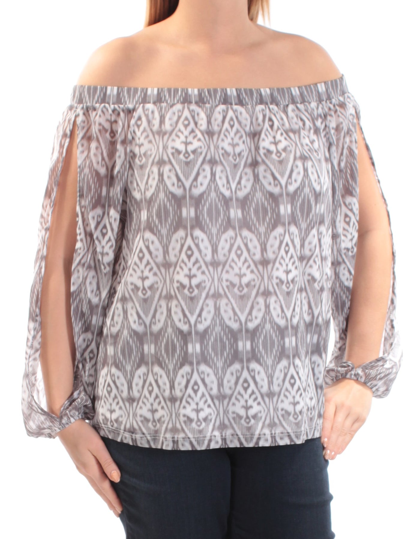 INC Womens Printed Off Shoulder Peasant Top