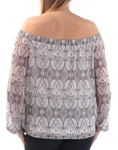 INC Womens Printed Off Shoulder Peasant Top