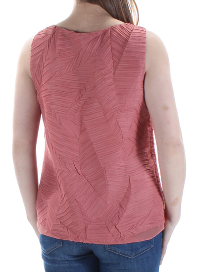 BAR III Womens Pink Pleated Sleeveless V Neck Top