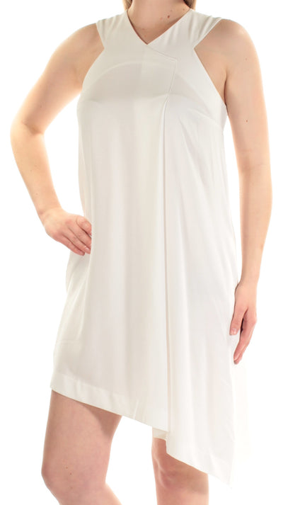 RACHEL ROY Womens White Pocketed Sleeveless V Neck Above The Knee Shift Dress