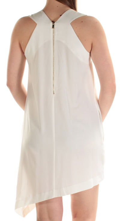 RACHEL ROY Womens White Pocketed Sleeveless V Neck Above The Knee Shift Dress