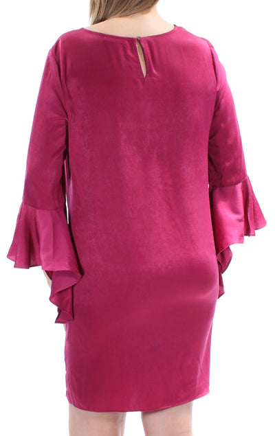 BAR III Womens Purple Bell Sleeve Jewel Neck Above The Knee Shift Dress