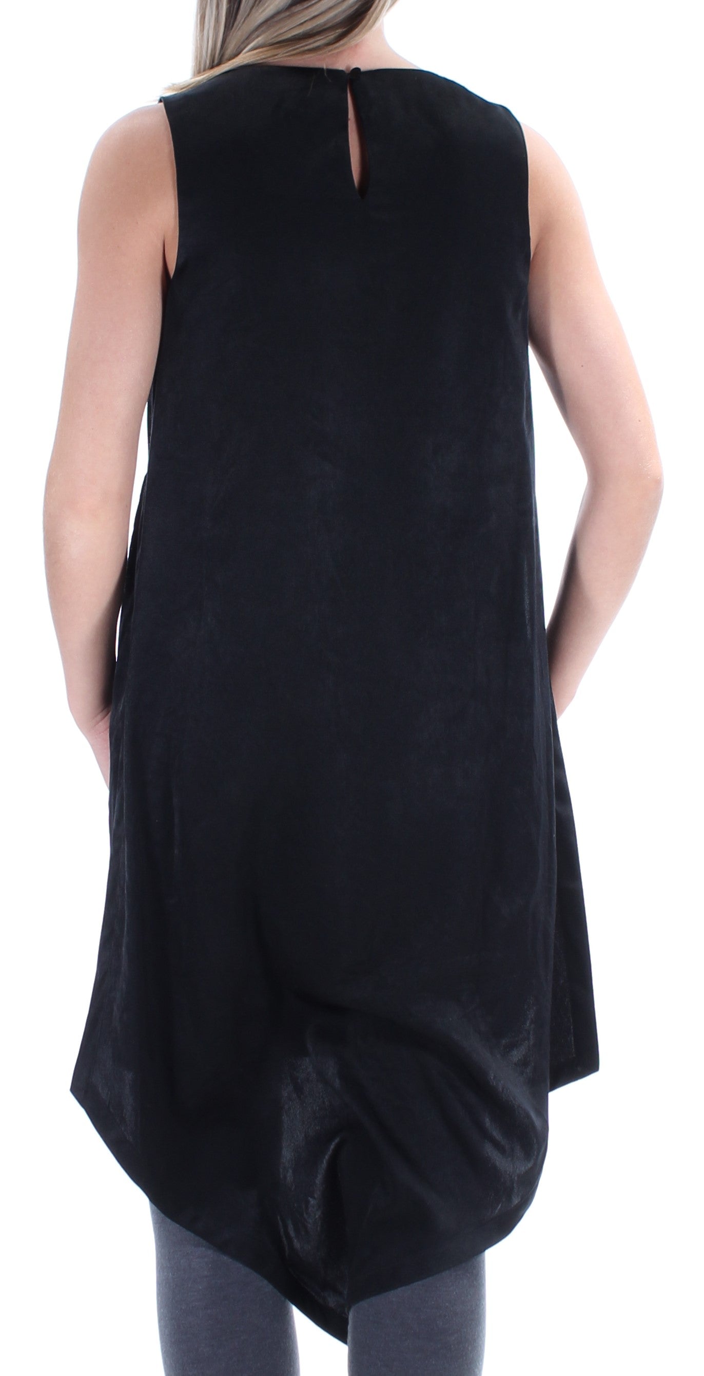 BAR III Womens Black Sleeveless V Neck Top