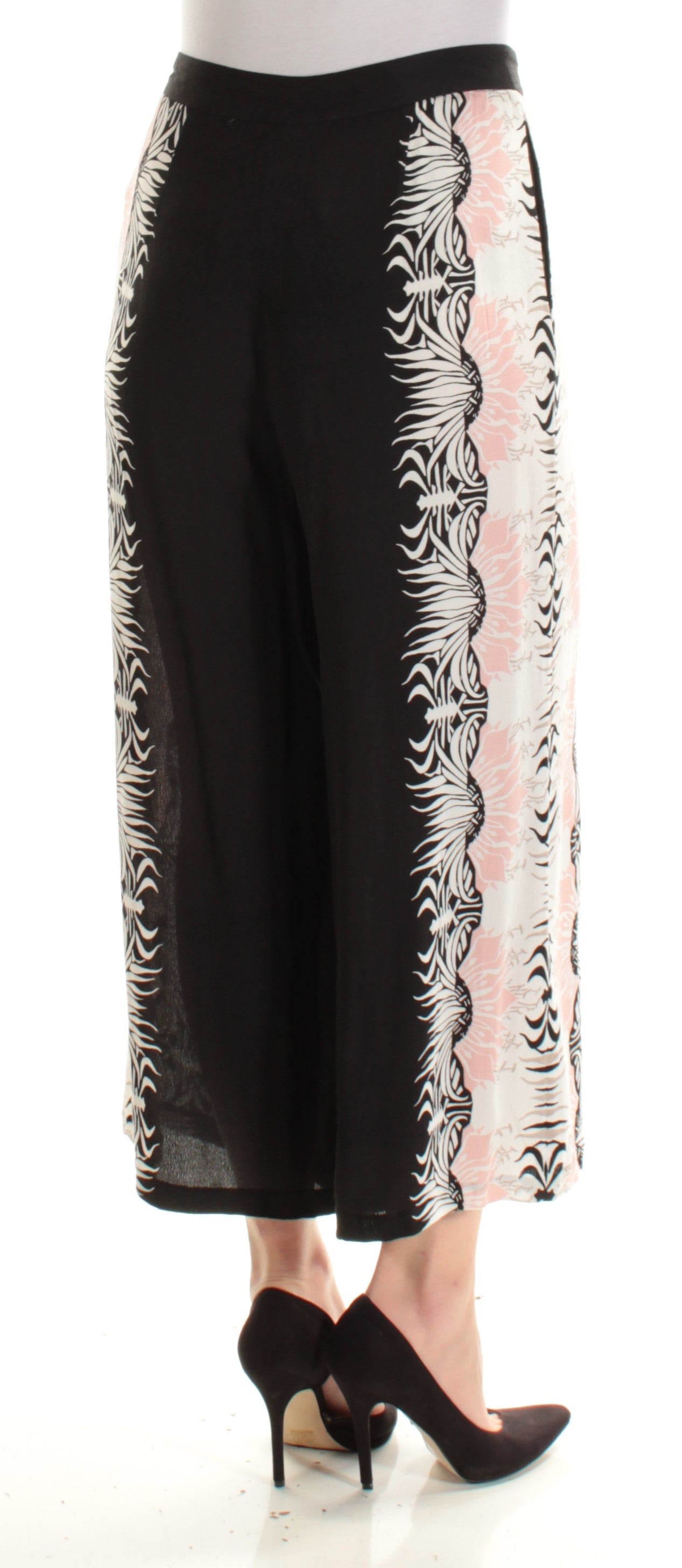 YYIGAL Womens Black Printed Wide Leg Pants