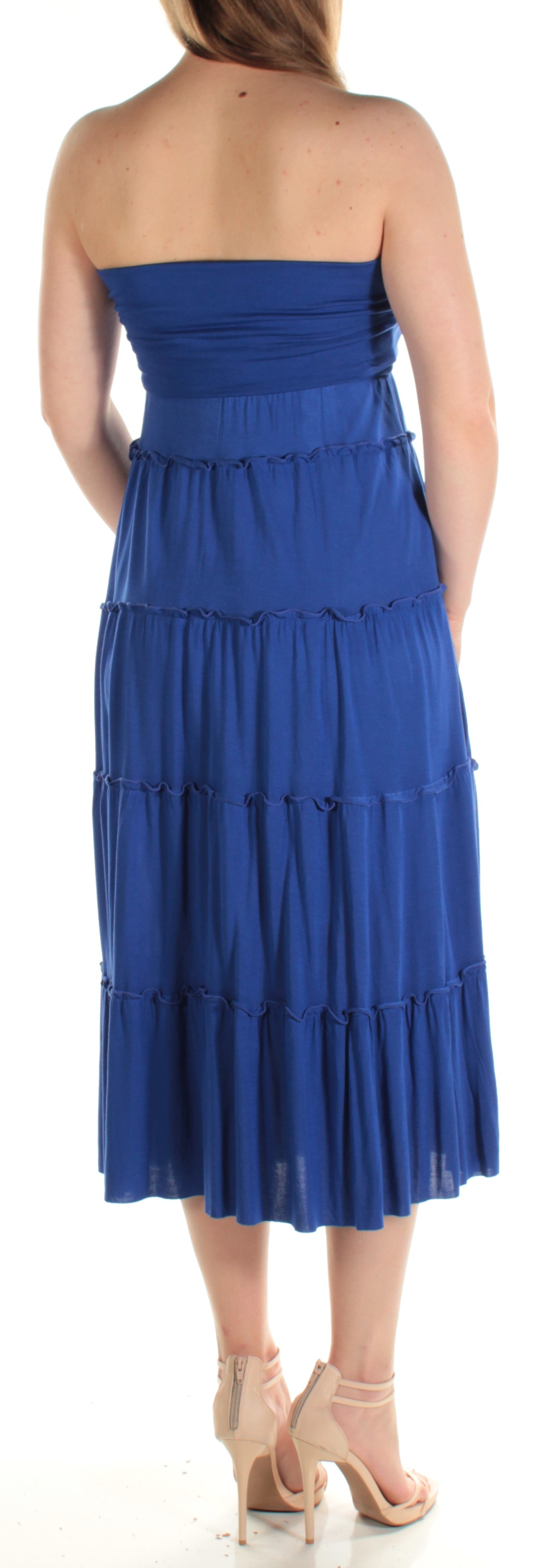 INC Womens Blue Convertible Strapless Below The Knee Shift Dress