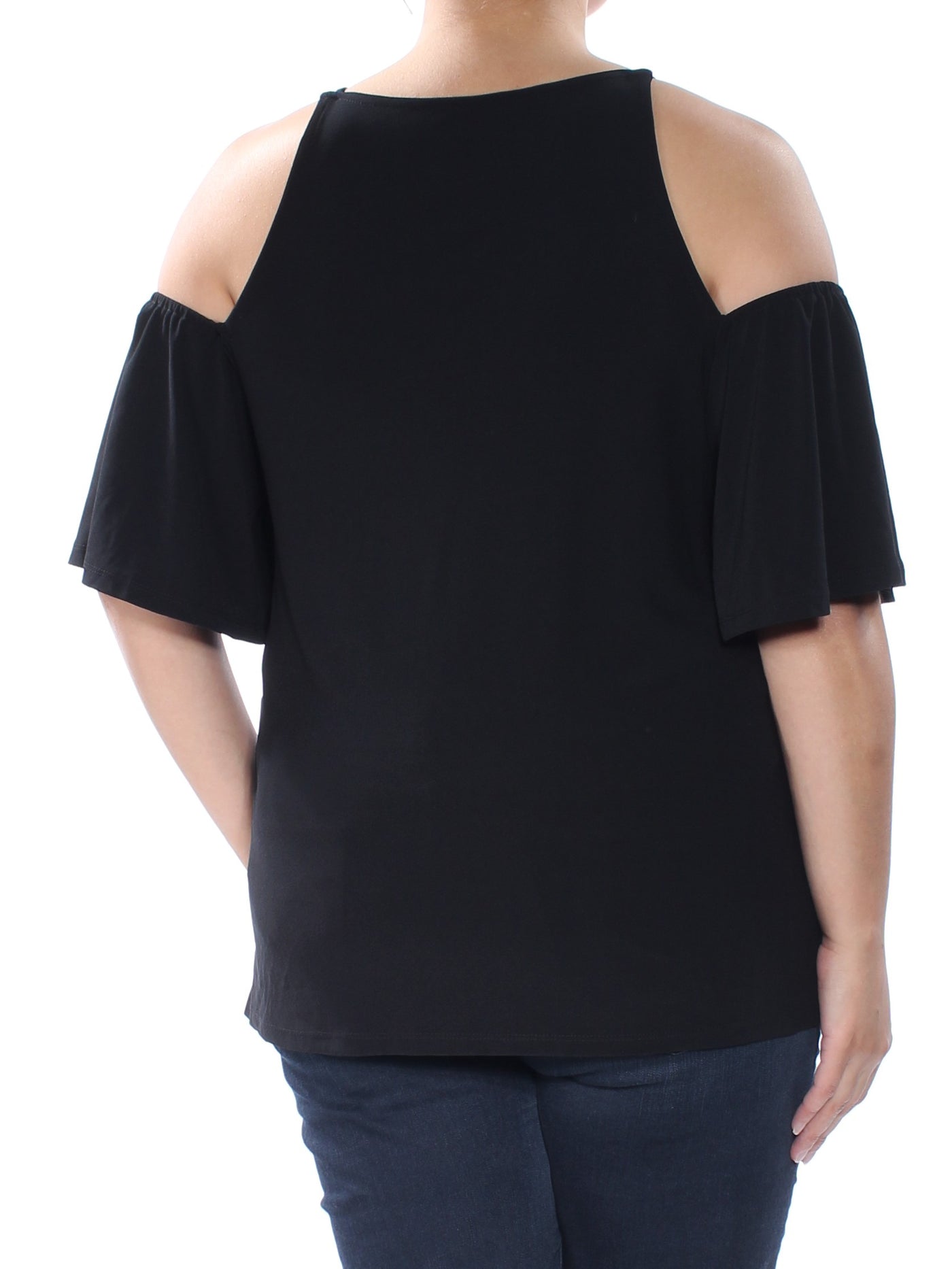 INC Womens Cut Out  Ruffled Sleeve 3/4 Sleeve Square Neck Top