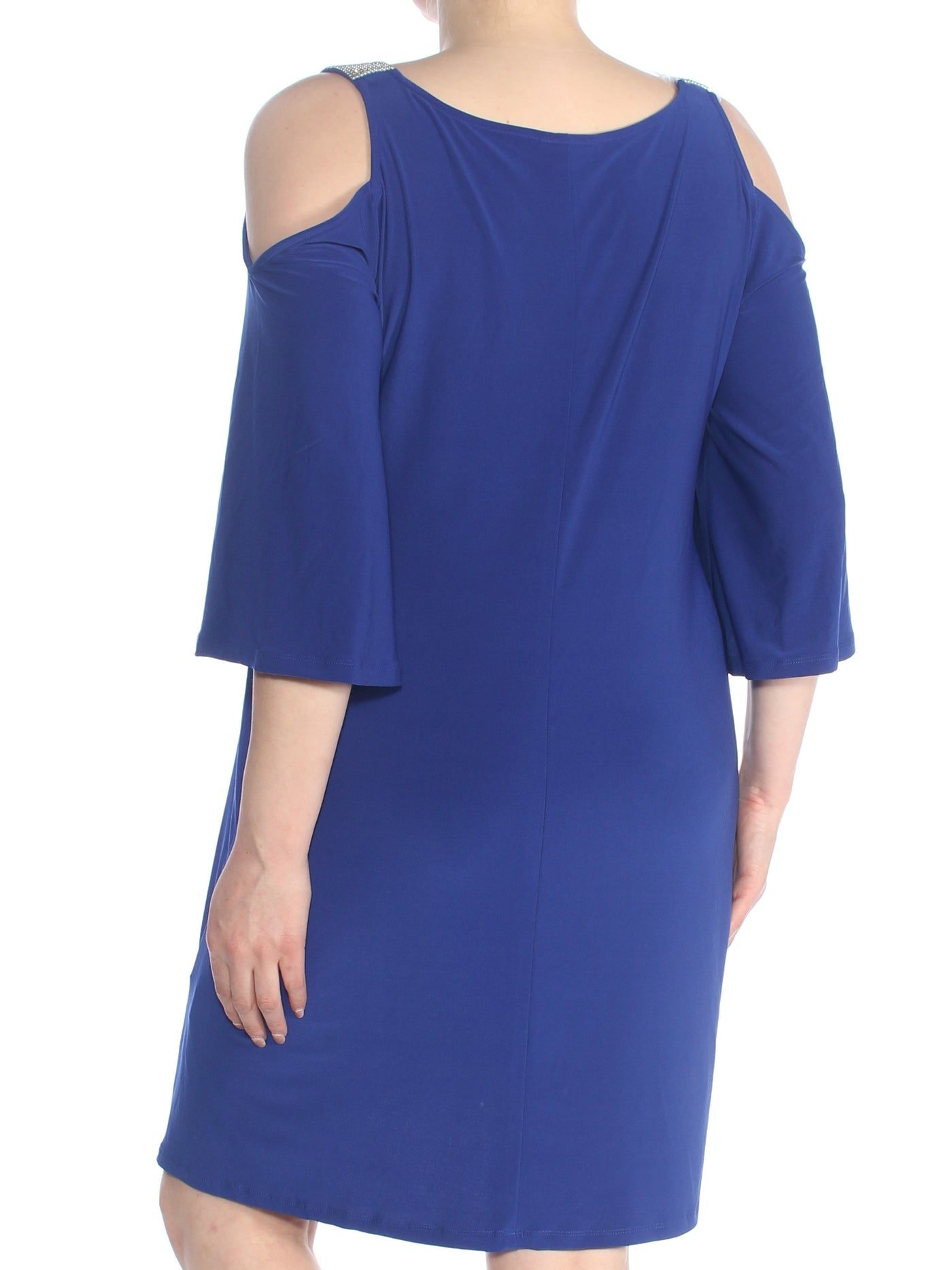 MSK WOMEN Womens Blue Kimono Sleeve V Neck Above The Knee Shift Dress